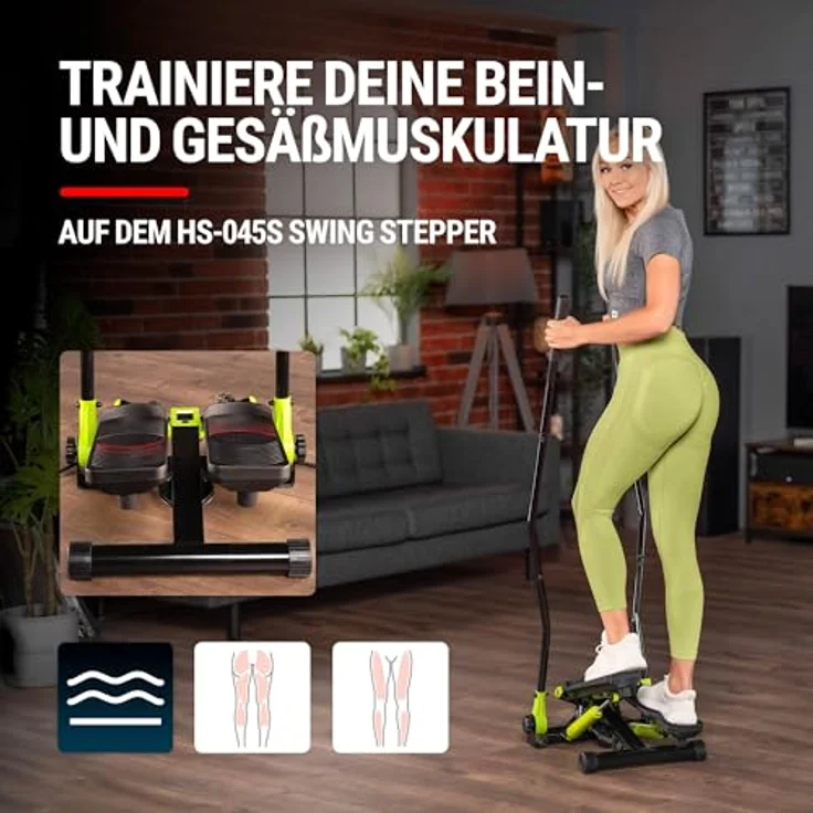 Hop-Sport Stepper HS-045S Slim, Swing Stepper mit LCD-Bildschirm, Stepper für Zuhause mit seitlichen Haltegriffen - platzsparend und stabil – Bild 4