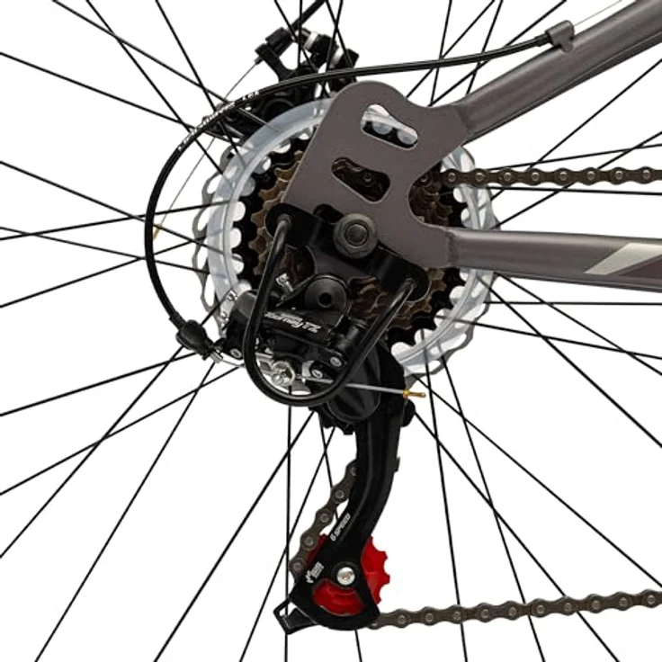 Huffy Marker Mountain Bike 27,5", Grau, 21-Gang Shimano, vollgefedert, höhenverstellbarer Sattel – Bild 5