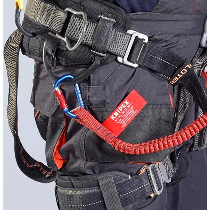 Knipex 00 50 12 T BK Fangleine mit fixiertem Materialkarabiner, 90 cm lang, für Werkzeugsicherung bis 6 kg, schwarz – Bild 2