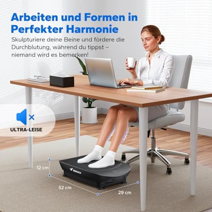 MERACH Vibrationsplatte, Leise und Kompakte Körperformungs- und Entspannungsplatte mit Silikonpad, LED-Display und Fernbedienung (Schwarz) – Bild 2