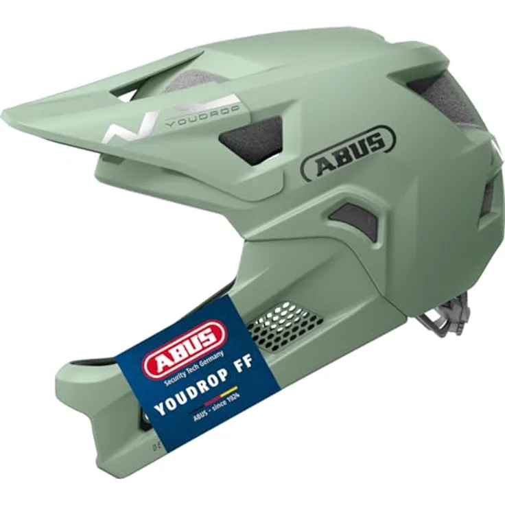 ABUS MTB-Helm YouDrop FF, Fullface Helm mit abnehmbarem Kinnbügel, Grün, Größe S