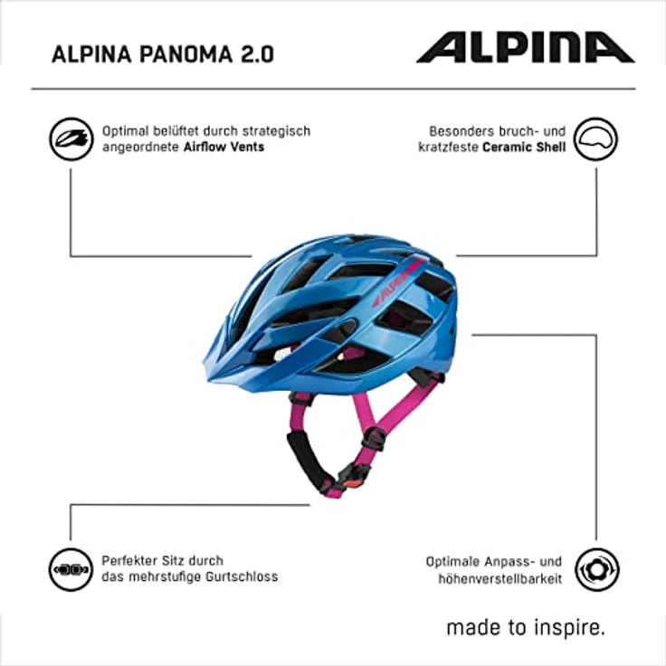 Alpina Fahrradhelm PANOMA 2. 0 52-57 cm, true bvlue pink – Bild 7