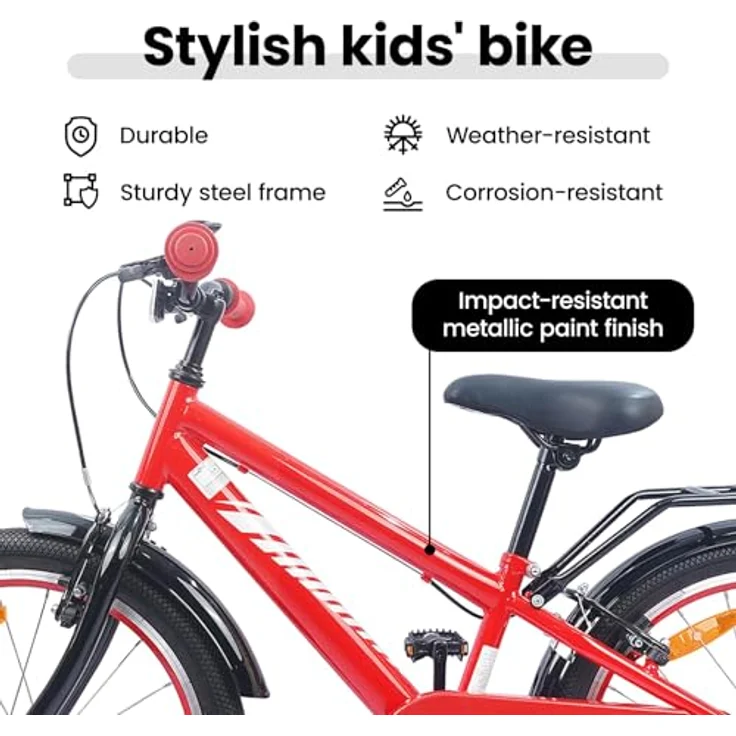 vidaXL Kinderfahrrad 18 Zoll, rot, für 5-7 Jahre, max. Gewicht 50 kg, zerlegt geliefert – Bild 3