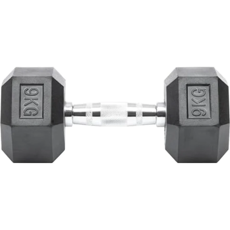 Hex Kompakthantel aus Gummi, 9 kg, Hexagon-Hantel – Bild 2
