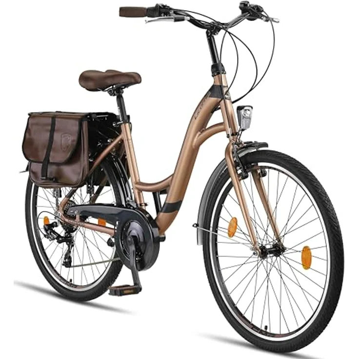 Licorne Bike Stella Plus Premium City Bike in 26 Zoll Gold - 21 Gang-Schaltung - Hollandfahrrad StVZO – Bild 1