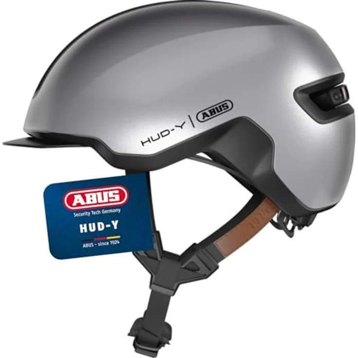 Abus HUD-Y, Velohelm für Stadt, (54 - 58 cm) mit wiederaufladbarem LED-Licht und futuristischem Design – Bild 1