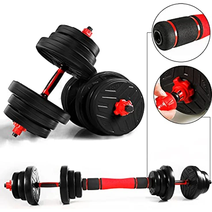 CCLIFE Hanteln Set 2er Kurzhanteln Langhanteln verstellbar 40kg Hantelset professionell Dumbbell mit Verbindungsstahlrohr Gewichten, bodenschonend, rostfrei – Bild 2