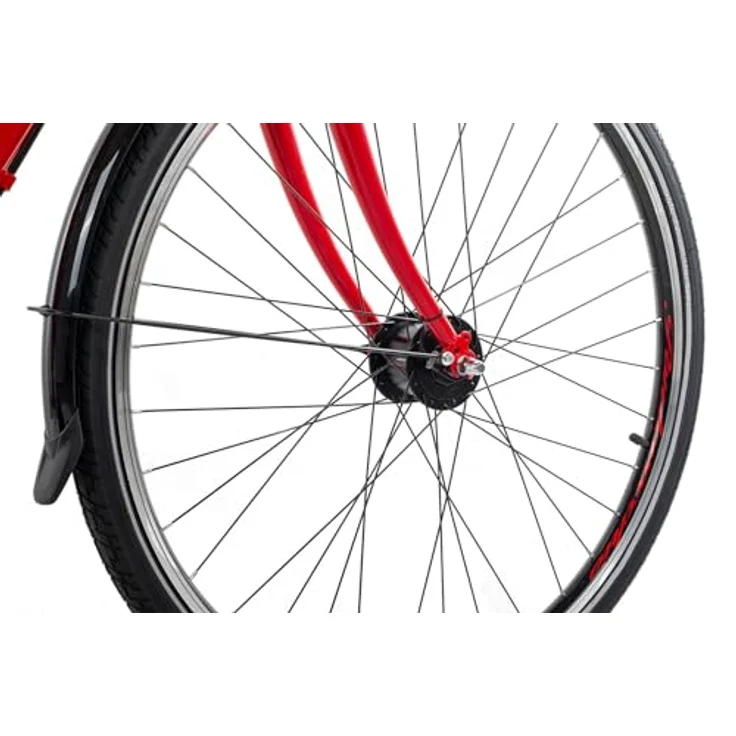 Ciclista Ponte Vecchio Wave Citybike Damen, 28 Zoll, 21-Gang Shimano Schaltung, Aluminiumrahmen, rot-schwarz, Größe 56 – Bild 3