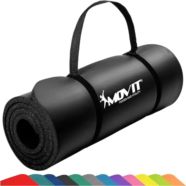 MOVIT® Gymnastikmatte, 10/15 mm, rutschfest und hautfreundlich, 3 Größen & 12 Farben mit Tragegurt – Bild 1