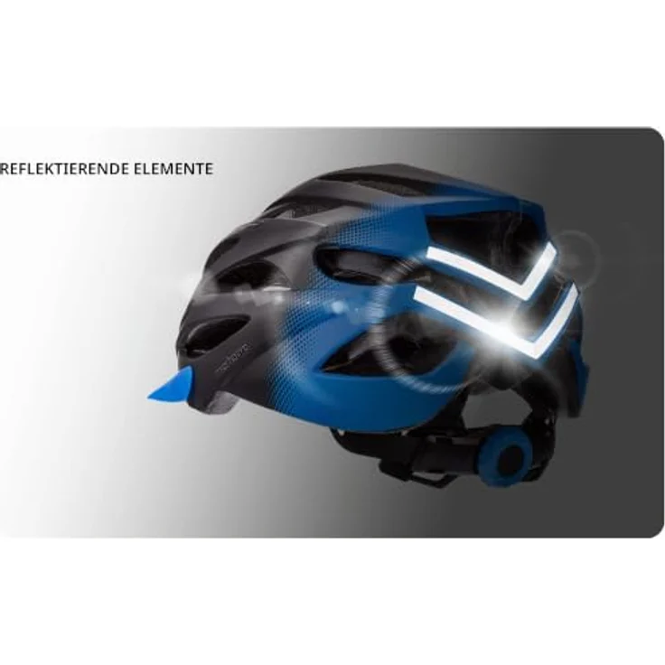 Meteor Marven Fahrradhelm, MTB und Rollerhelm, L 58-61 cm, Schwarz Blau, mit 23 Belüftungsöffnungen und FIT SIZE-System – Bild 7