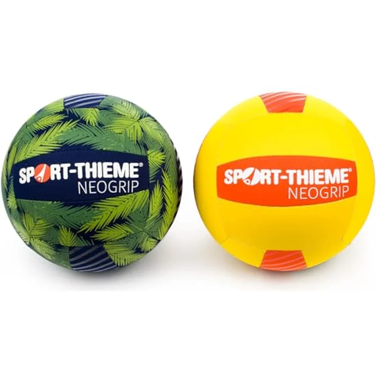 Sport-Thieme Neopren Soft-Beachvolleyball Neogrip, Griffig, Weich, Wasserresistent, Indoor/Outdoor, Ø 22 cm, 220 g, Grün-Blau/Gelb-Orange – Bild 1