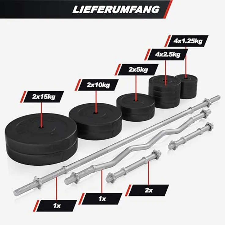 GORILLA SPORTS® Hantelbank mit Ablage, klappbar, 170 cm Langhantel, 35 cm Kurzhantel, 120 cm SZ Stange, 40/70/100 kg Set, bis 300 kg, Schwarz - Trainingsbank für Muskelaufbau und Krafttraining – Bild 4