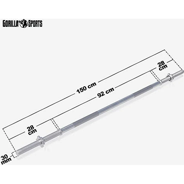 GORILLA SPORTS® Langhantelstange - Ø 30 mm, 150 cm / 180 cm / 200 cm lange, mit 2 Sternverschlüssen, bis 200kg Belastbar, aus Chrom - Langhantel, Hantelstange, Hantel, Langhantel-Stange – Bild 4