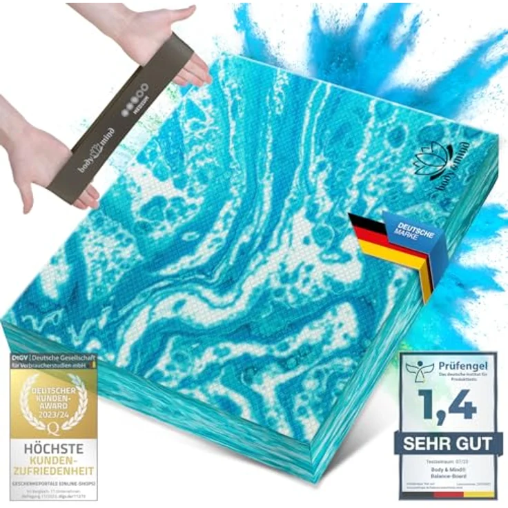 Body & Mind® Balance-Pad, Rutschfestes Gleichgewichtskissen aus TPE-Schaum, 40 x 29 cm für Stabilität & Koordination, blau – Bild 1