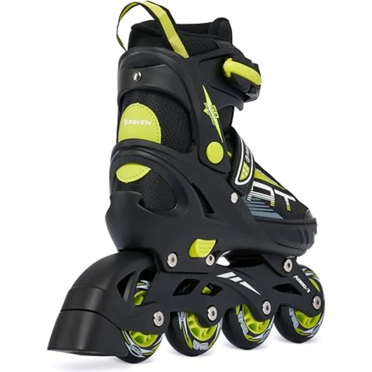 RAVEN Profession Inlineskates, verstellbare 2in1 Rollschuhe für Kinder und Erwachsene, Black/Lime, Größen 28-32 (18,5cm-21cm) – Bild 3