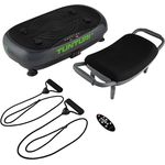 Tunturi Vibrationsplatte Cardio Fit V10 mit Schwingungen, 3 Programme, 30 Geschwindigkeiten, Hocker, Fernbedienung und Trainingsbänder