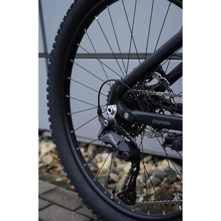 Prophete DICE 4.0 Full-Suspension E-MTB 27,5" – AEG 48V Mittelmotor 250W, bis 160 km Reichweite, Shimano Cues 10-Gang, Suntour Federgabel, Hydraulische Scheibenbremsen, MTB Memory Sattel, Grau/Schwarz – Bild 10