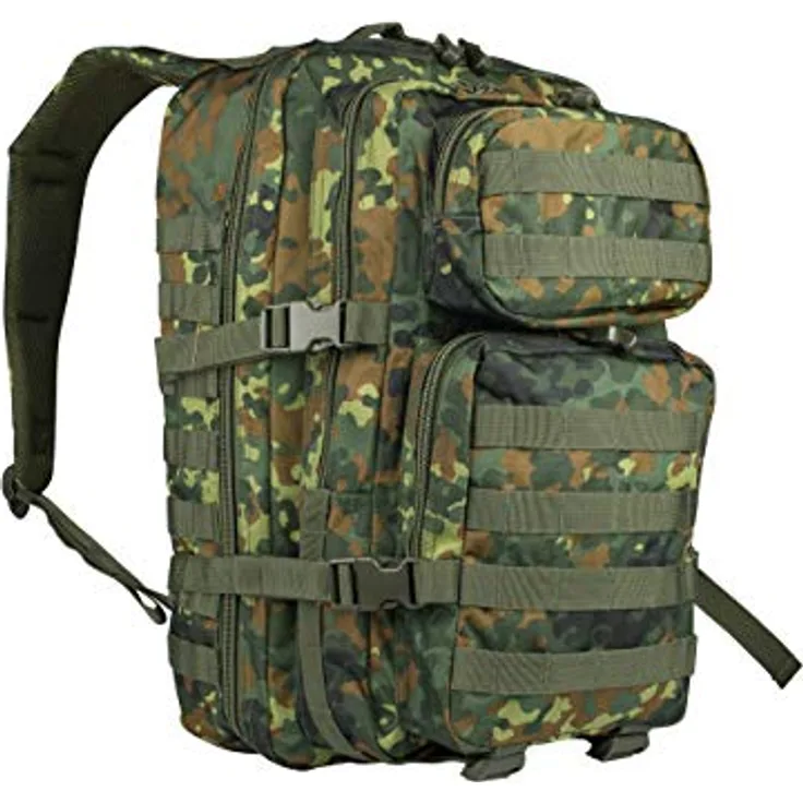 Mil-Tec US Assault Pack Backpack L, 36L, Flecktarn, wasserabweisend, ergonomisches Tragesystem, MOLLE-Kompatibel