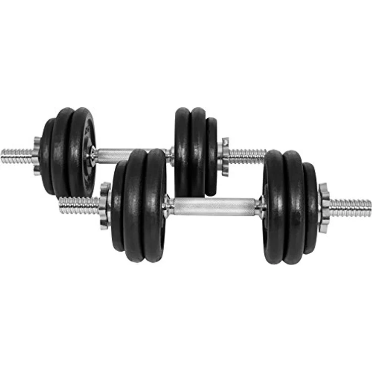 GYRONETICS® Kurzhanteln 30 kg - 2er Set, Hantelscheiben aus Gusseisen, 25 mm, 4 x 1,25kg, 8 x 2,5kg Gewichte, gerändelt - Schwarz – Bild 1