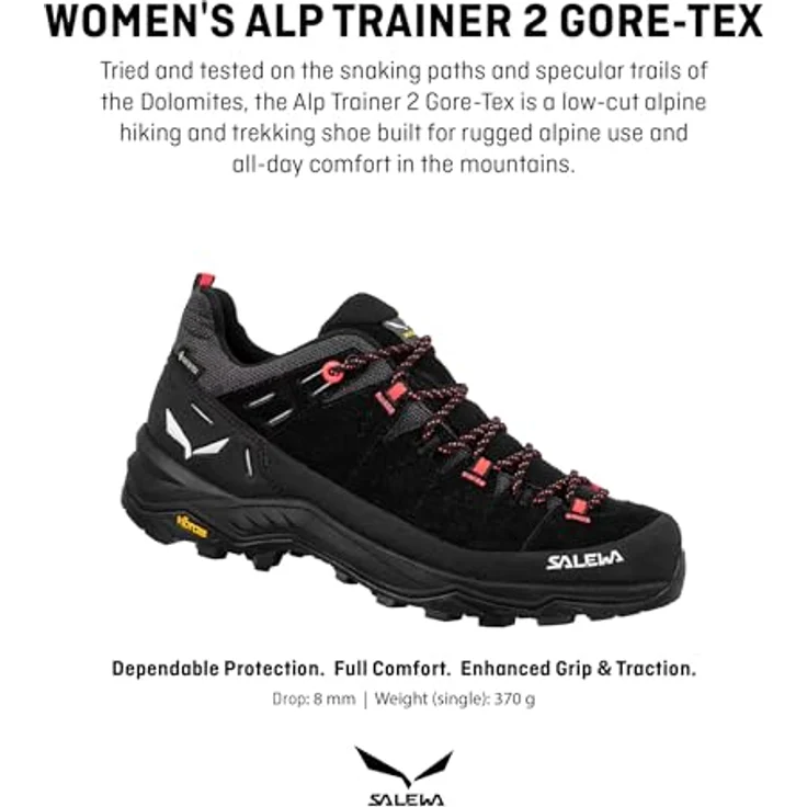 Salewa Alp Trainer 2 Gtx W, alpiner Wanderschuh für Damen mit GORE-TEX® Wetterschutz, schwarz/onyx – Bild 2
