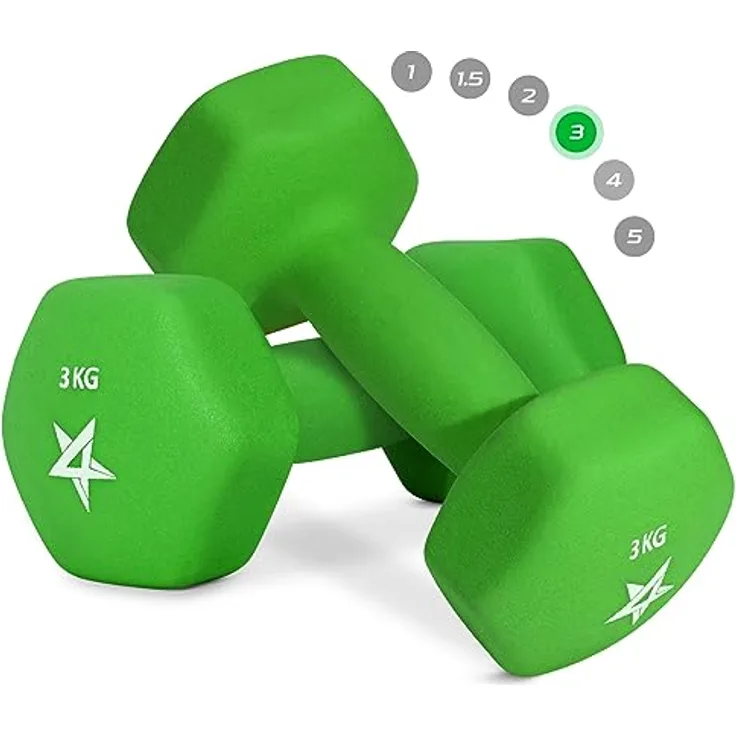 Yes4All YSB5 Hex Neopren Hanteln Set Gewichte für Krafttraining Yoga Pilate - Kurzhanteln 2er set, Dumbbells Set für Frauen Männer, 3 kg hanteln 2 er set, hellgrün