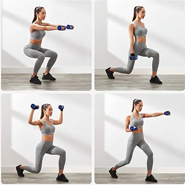 SONGMICS 2er-Set Hanteln, 2 x 2,5 kg rutschfeste Gymnastikhantel mit matter Beschichtung aus Neopren, Krafttraining, zu Hause, Fitnessstudio blau SYL65BU – Bild 3