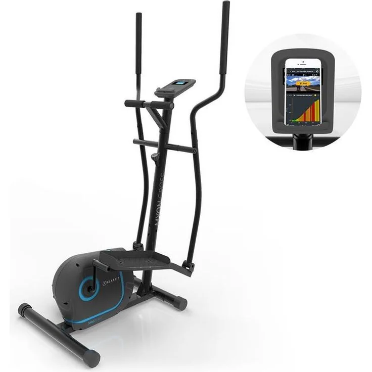 Klarfit Myon Cross, Crosstrainer mit 12kg Schwungmasse, 8 Widerstandsstufen, Tablethalterung, Pianoschwarz