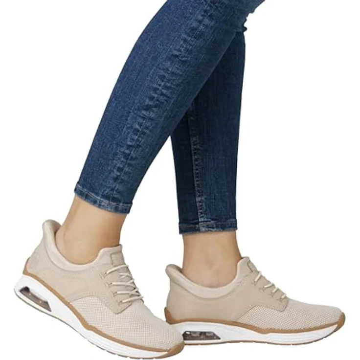 Rieker Damen Halbschuhe M5665-60, beiger Slipper mit hohem Komfort und coolem Design – Bild 2