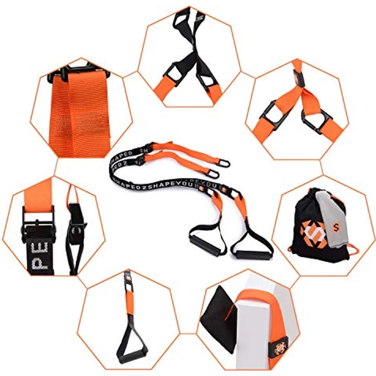 Septagon Sports® Premium Sling Trainer Set V.2023 Suspension Trainer mit Handtuch, Rucksackbeutel und Trainingsbuch - Schlingentrainer für Functional Training mit Türanker + Qualitätszertifikat – Bild 2