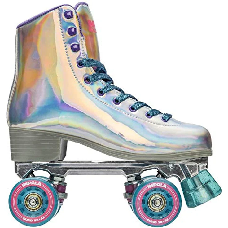 Impala Quad Skate, Damen Rollschuhe mit holographischem Finish, 58 mm Urethanräder, PETA-zugelassen, Silber, Größe 42 – Bild 3
