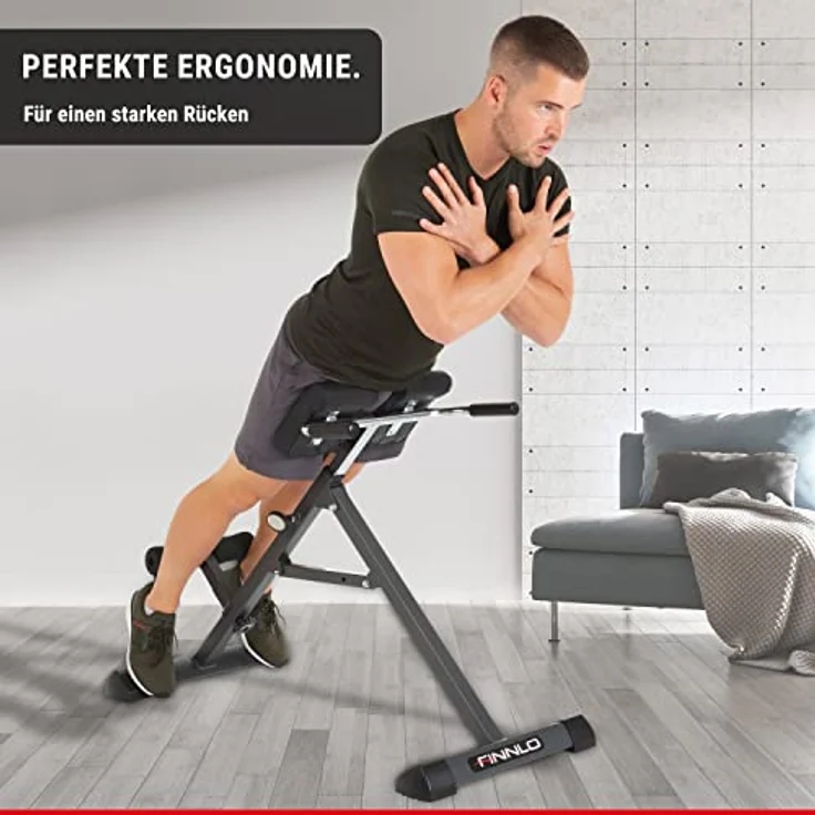 HAMMER Finnlo Bauch-/Rückentrainer Tricon, Hyperextensionsbank für einen gesunden Rücken, Dipstangen für straffe Arme, Training der schrägen Bauchmuskulatur, Stärkung des Rückenstreckers – Bild 3