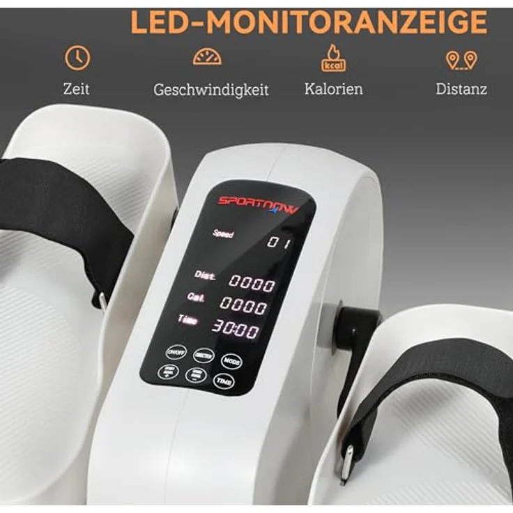 SPORTNOW Mini Ellipsentrainer, elektrischer Untertisch Crosstrainer mit 12 Geschwindigkeiten, 7 Widerstandsstufen, Fernbedienung und LED-Display, Weiß/Schwarz – Bild 5