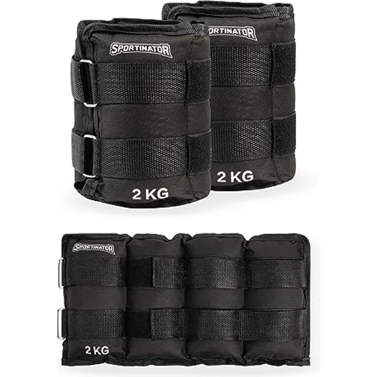 SPORTINATOR® Arm- & Bein-Gewichtsmanschetten, verstellbare Klettverschluss Knöchelgewichte, 2er Set (2 * 2 kg) für Damen und Herren, ideal für Gymnastik und Ausdauertraining