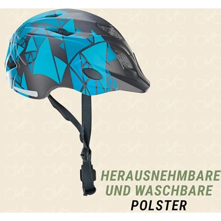 Prophete Kinder-Fahrradhelm, Inmold Technologie mit LED-Licht und Reflektionsstreifen, Größe: 48-52 cm, blau – Bild 5