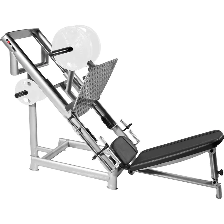 Sport-Thieme Beinpresse 45° "OV", Plate-Loaded mit 50 mm Hantelscheiben-Aufnahme und verstellbarer Rückenlehne