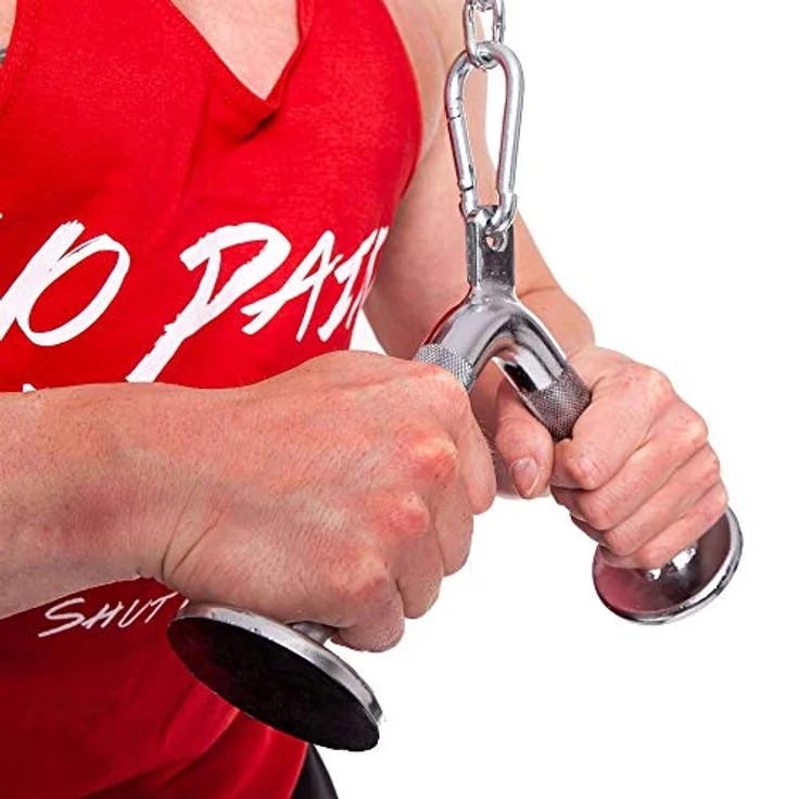 C.P.Sports Griffe für Seilzüge, Kabelzüge, Latzugstange, Rudergriff, Bizeps Trizeps Stange, Trizeps Seil, SZ Stange, Karabiner, Einhandgriff, Unterarmtrainer, Griff Set (Trizeps-Griff V-Form) – Bild 2