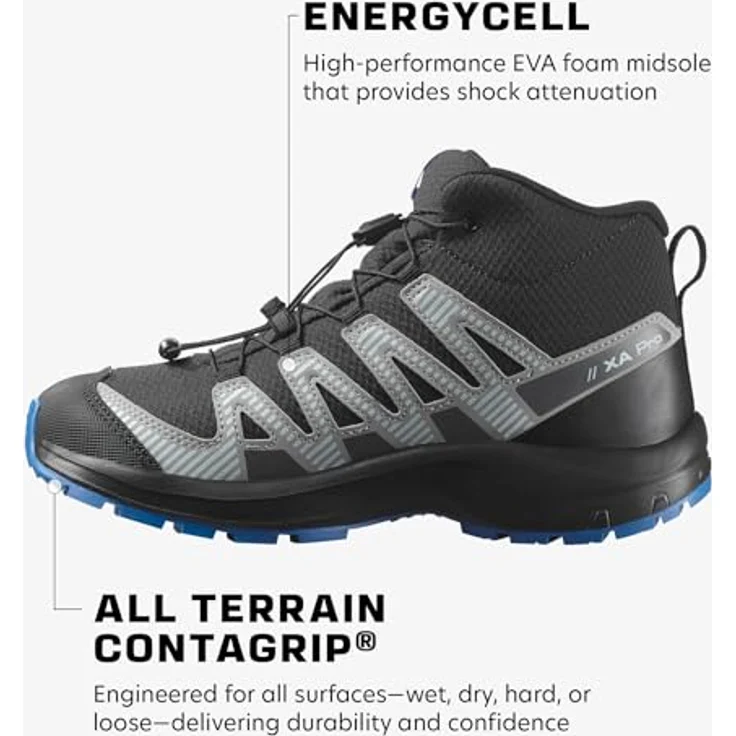 Salomon XA PRO V8 MID WP J, Wasserdichter Wanderschuh mit hohem Schaft und profilierten Gummi-Sohlen – Bild 3