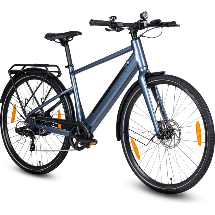 SAXONETTE E-bike Urbano 250 W, ATB Elektrofahrrad mit Hinterradmotor, 417Wh Akku, glänzend Eisblau, 7-Gang Shimano Schaltung, LED-Beleuchtung