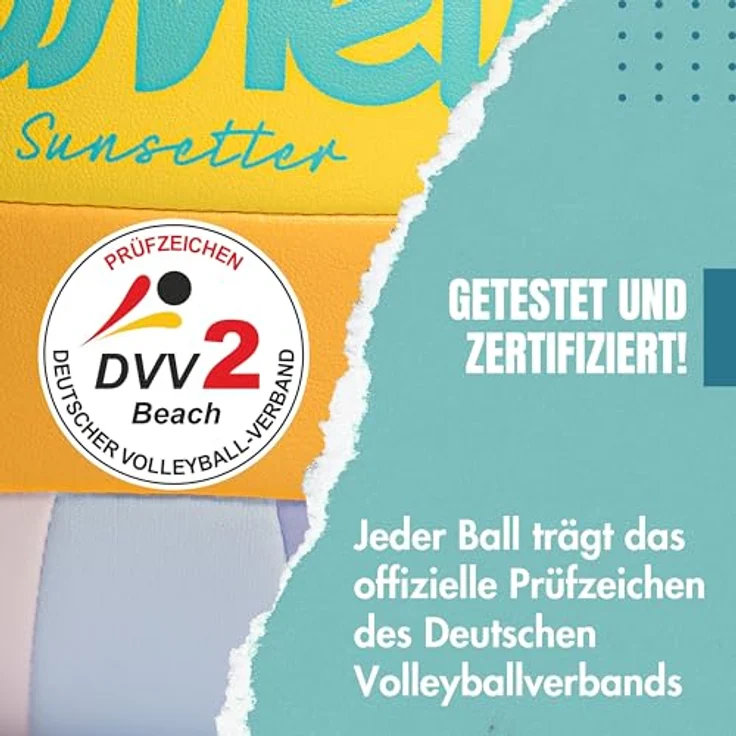 MOMEVO Beachvolleyball Sunsetter, DVV2-zertifiziert, offizielle Größe und Gewicht, ideal für Turnierspieler – Bild 2