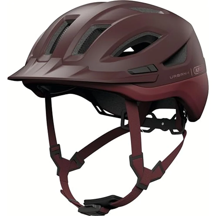 ABUS Stadthelm Urban-I 4.0 ACE, Fahrradhelm mit aufladbarem Rücklicht, 4 Leuchtmodi, Schirm, Zopf-Öffnung, magnetischem Verschluss - Größe L, rot – Bild 4