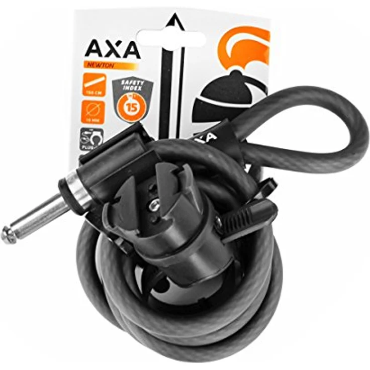 AXA Newton 150 Einsteckkabel, 150 cm Plug-In Kabel für AXA Rahmenschlösser mit mattem Edelstahl-Design für zusätzlichen Diebstahlschutz – Bild 1