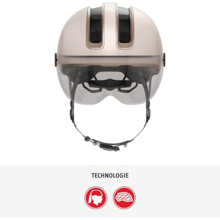 Abus HUD-Y ACE, Velohelm mit integrierten Glas-Visier und aufladbarer Heck-LED (57 - 61 cm), urbanes Design – Bild 2