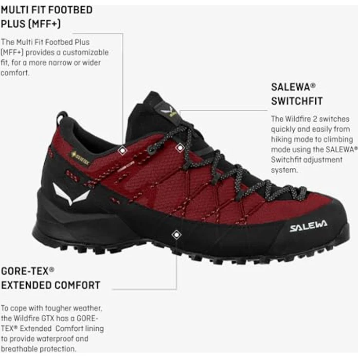Salewa Women's Wildfire 2 GTX, Damen Wanderschuhe mit GORE-TEX, POMOCA-Aussensohle, Rot, 38.5 – Bild 2
