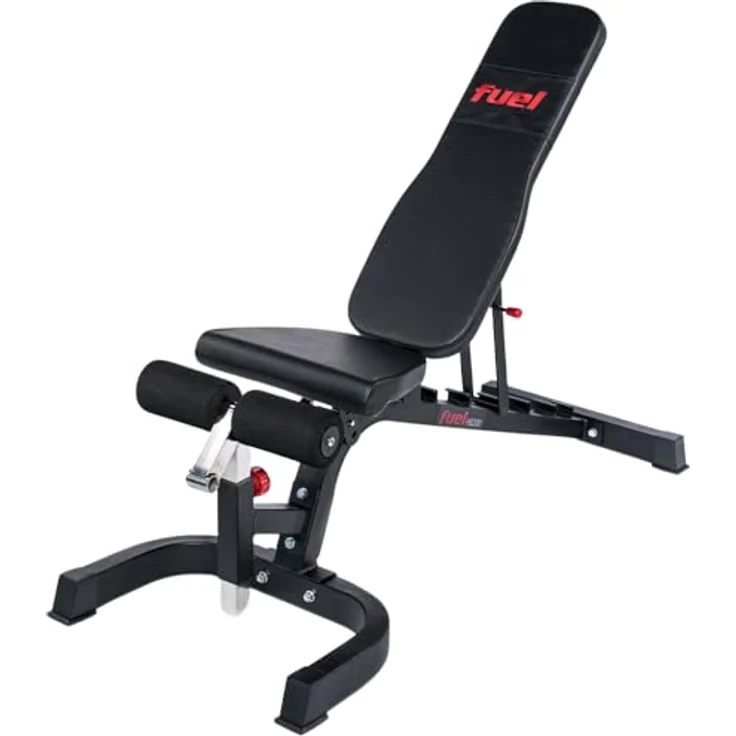FUEL Fitness HB200 Multifunktions-Hantelbank, 4-in-1 Hantelbank: Flachbank, Schrägbank, Negativbank und Bauchtrainer-Bank, bis 272kg belastbar, Sitzpolster und Rückenlehne mehrfach verstellbar – Bild 1