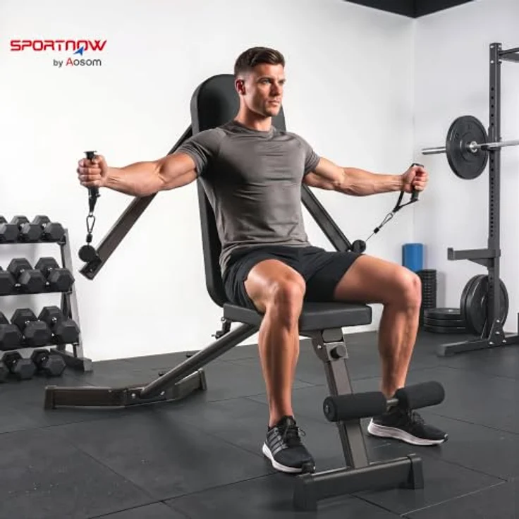 SPORTNOW Hantelbank Klappbar mit Beinstrecker, 300 kg Last, für Ganzkörpertraining mit 3 Rückenlehnen-Positionen, robuster Stahlrahmen – Bild 2