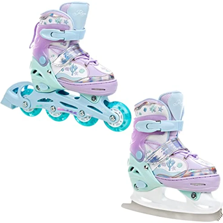 RAVEN 2in1 Schlittschuhe Inline Skates für Kinder Mädchen, verstellbar Isla Violet, Größe 34-37 (21,5cm-24cm), PU-Rollen, Double-Vent-System, Shock-Absorbing-System – Bild 1