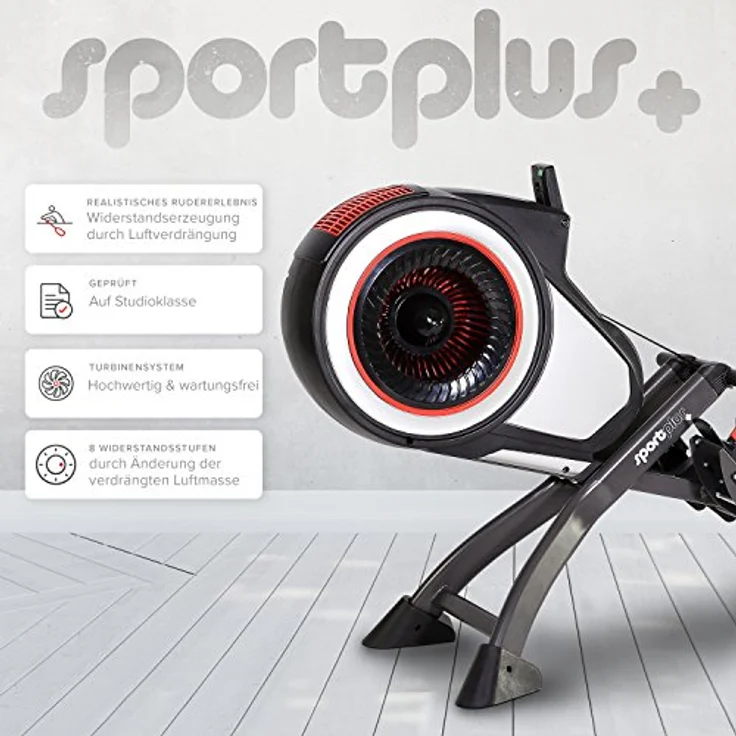 SportPlus | Rudergerät für zuhause mit Luftwiderstand (8 Stufen), App-Kompatibel, leise & flüssig trainieren, Sicherheit geprüft bis 150 kg – Bild 5
