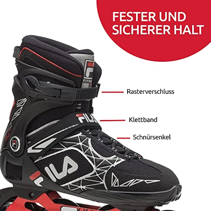 FILA Inline Skate Legacy Pro 84, Herren Inlineskates mit 100 mm Rollen, 84 A Härte, ABEC 7 Kugellager, stabiler Alu-Schiene, Schwarz/Rot – Bild 5
