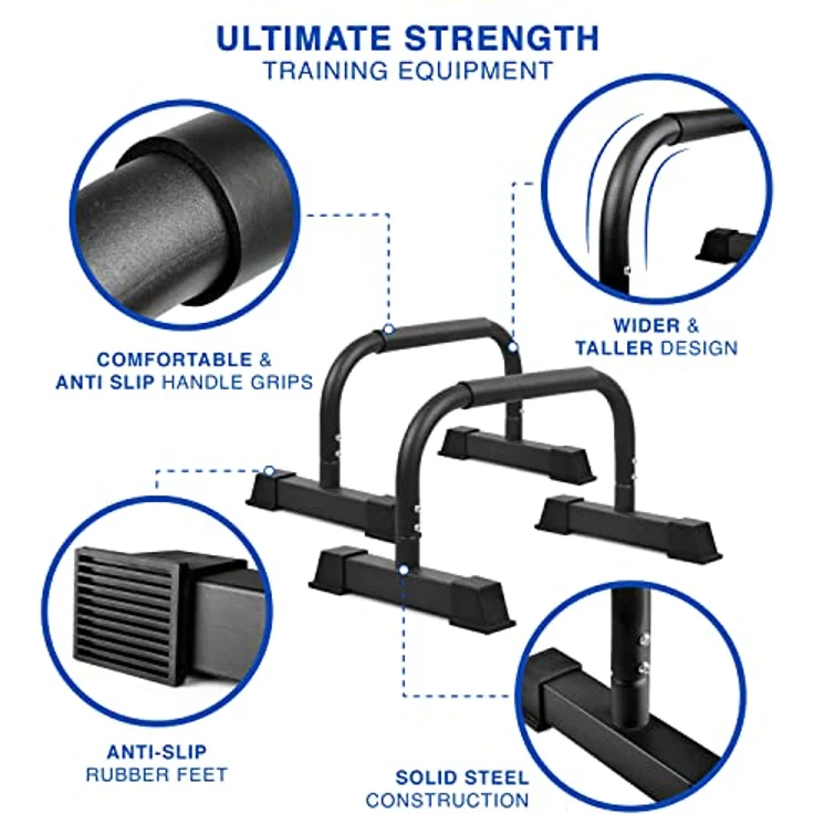 Yes4All Liegestützgriffe aus Stahl-2er-Set Liegestützstangen-Rutschfeste Gummifüße für die Verwendung auf dem Boden-Parallettes-Stangen für Calisthenics-Übungen und Krafttraining für den Oberkörper – Bild 3