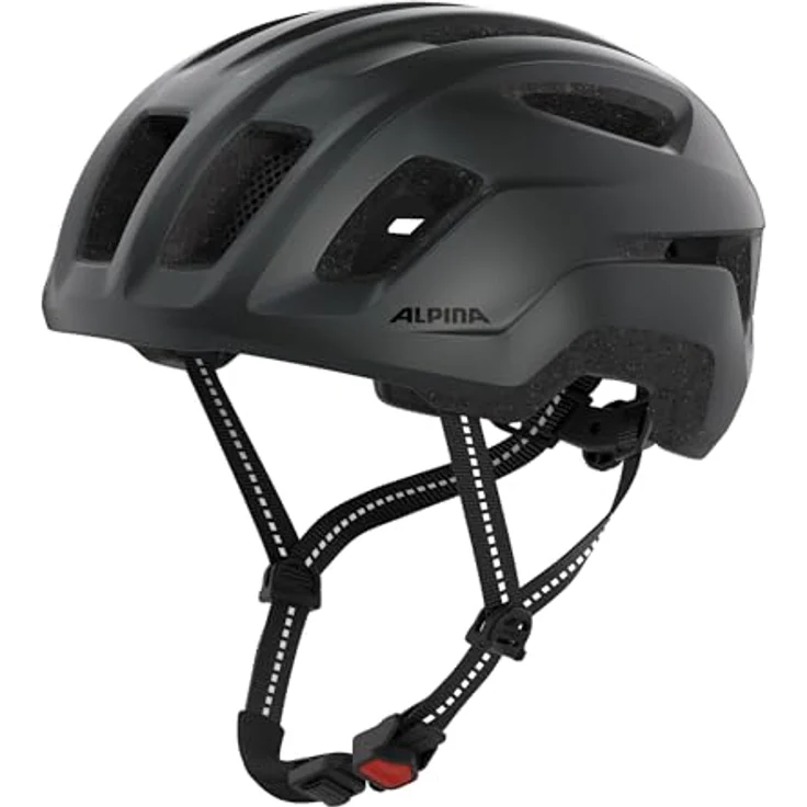 Alpina Paranus Urban, Fahrradhelm mit LED-Rücklicht und stoßabsorbierender EPS-Innenschale, schwarz matt – Bild 1